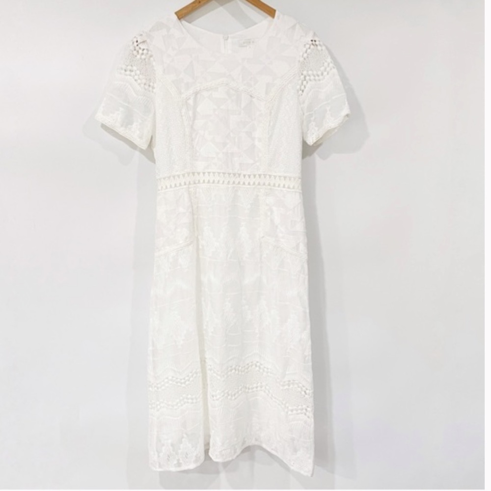 NWT Anthropologie Eri & Ali White Short Sleeve Dress Size 12